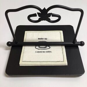 Longaberger Wrought Iron Napkin Holder Black Maple Leaf Heavy Foundry Collection